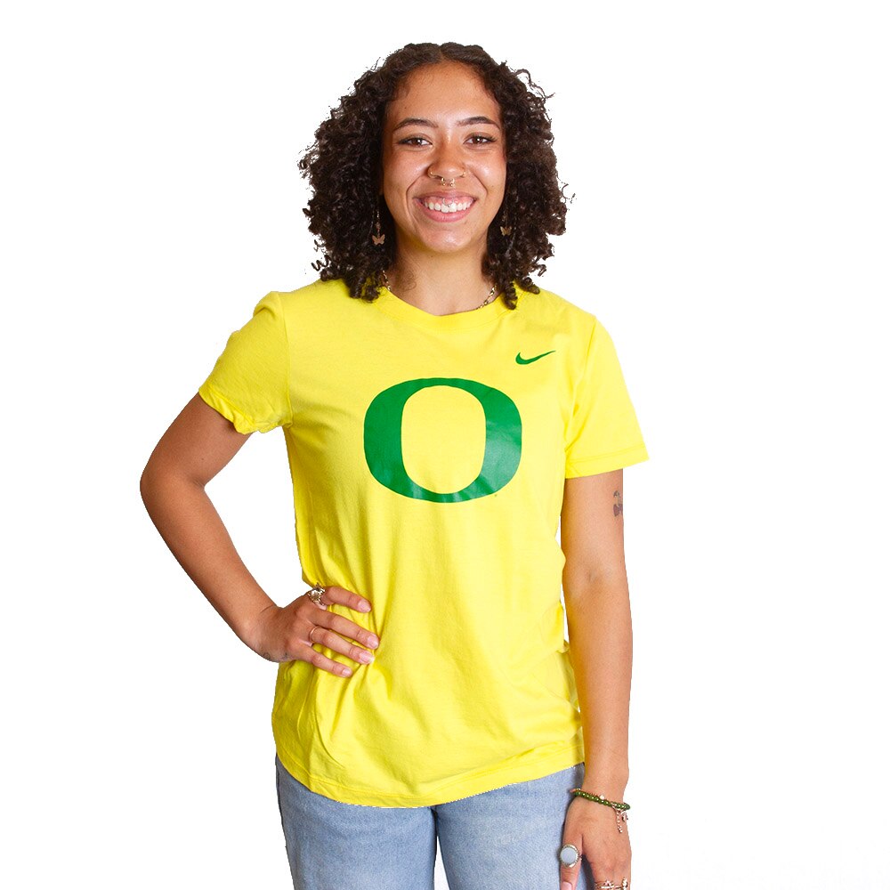 Classic Oregon O, Nike, Yellow, Crew Neck, Cotton, Women, T-Shirt, 763886